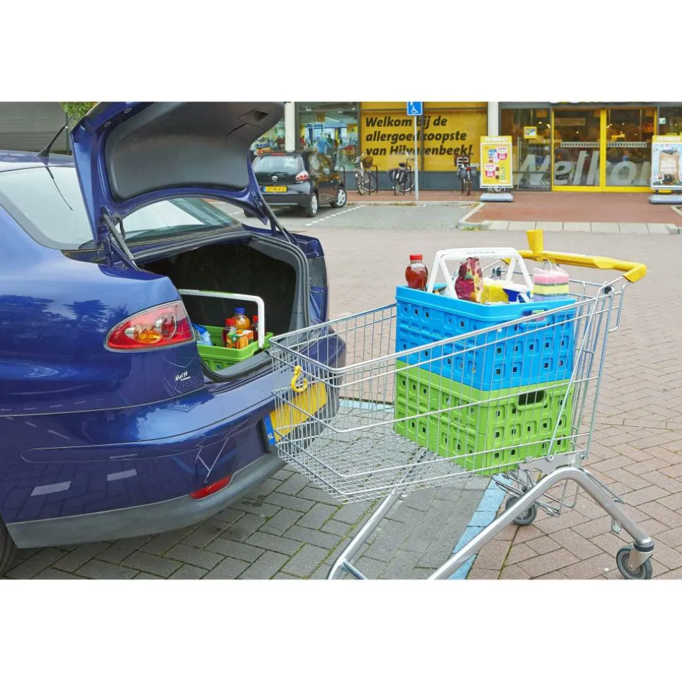 Sunware Square vouwkrat met handgreep en koeltas 32 liter blauw