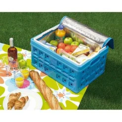 Sunware Square vouwkrat met handgreep en koeltas 32 liter blauw
