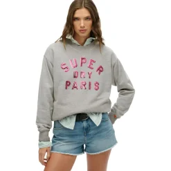 Superdry Embellished Varsity sweater dames grey marble