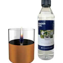 Tenderflame Lilly 10 & Tenderfual 0,5 liter Giftset tafelvuur copper