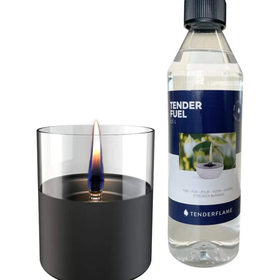 Tenderflame Lilly 10 & Tenderfual 0,5 liter Giftset tafelvuur black