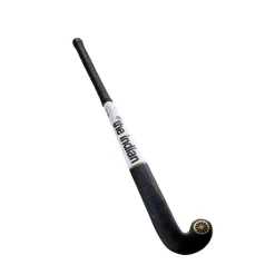 The Indian Maharadja Gold Pro Mid Bow zaalhockeystick junior black white gold foil
