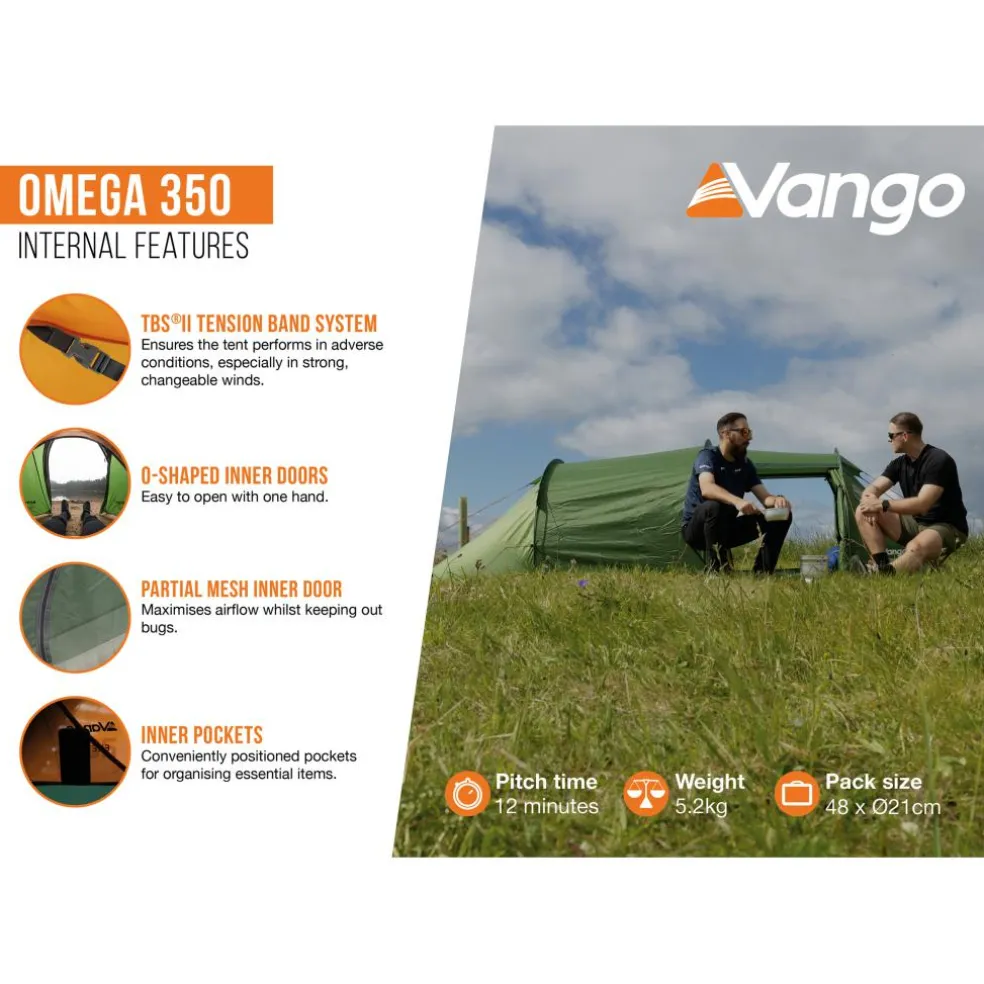 Vango Omega 350 lichtgewicht tunneltent green