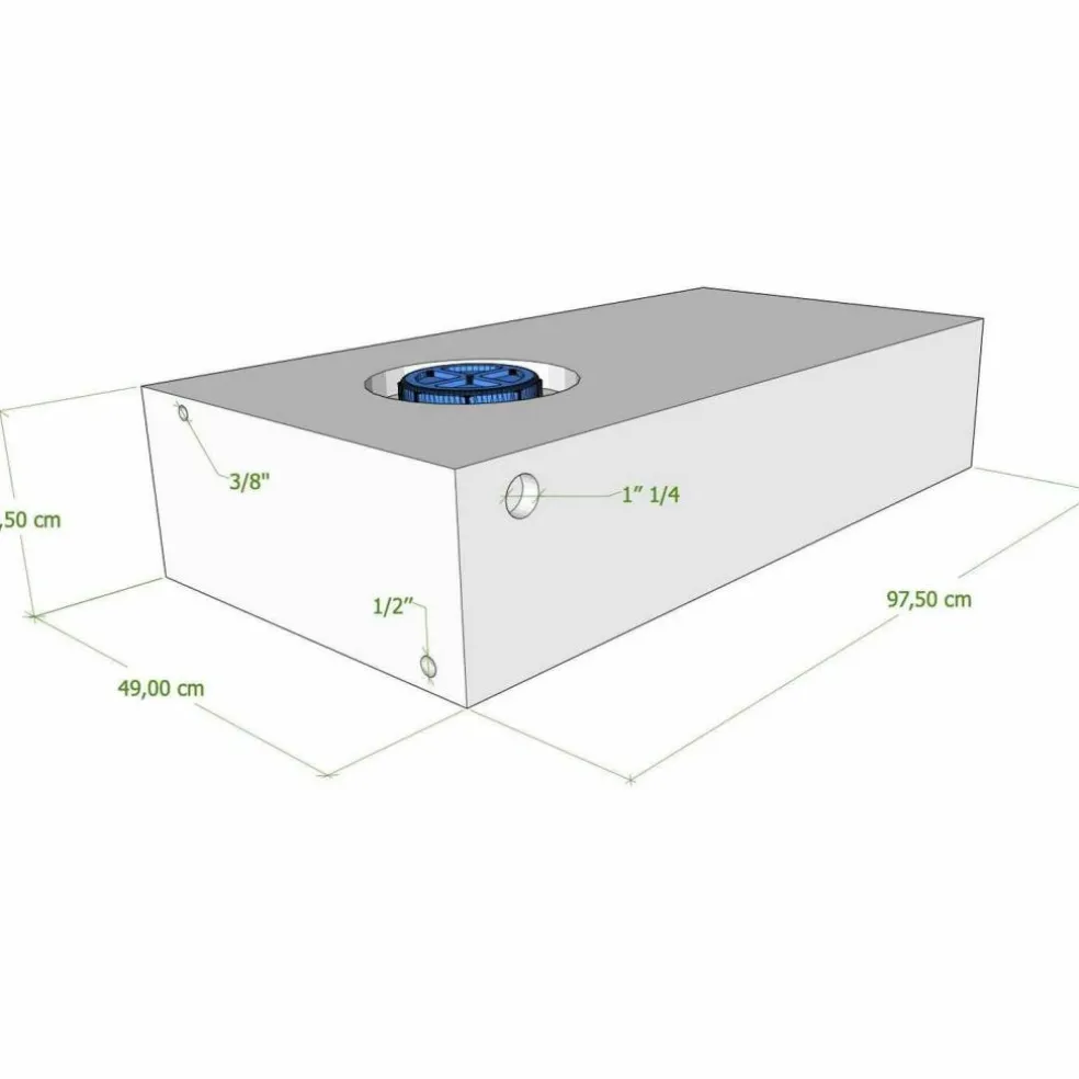 Vecam Watertank 100 liter 98 x 49 x 22 cm wit