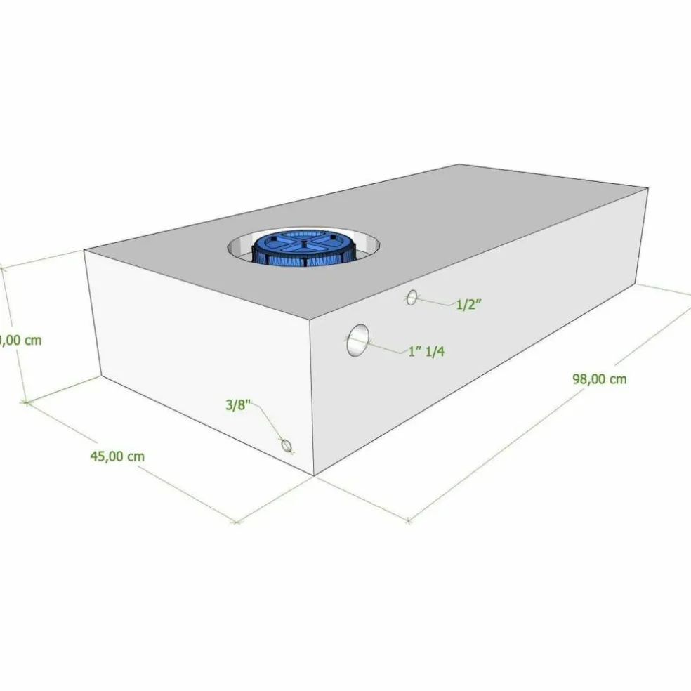 Vecam Watertank 88 liter 98 x 45 x 20 cm wit
