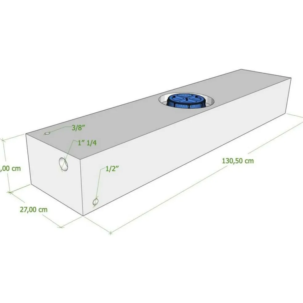 Vecam Watertank 63 liter 131 x 27 x 18 cm wit