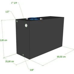 Vecam Watertank 75 liter 70 x 25 x 45 cm zwart