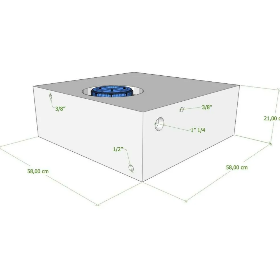 Vecam Watertank 70 liter 58 x 58 x 21 cm wit