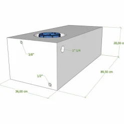 Vecam Watertank 90 liter 90 x 36 x 28 cm wit