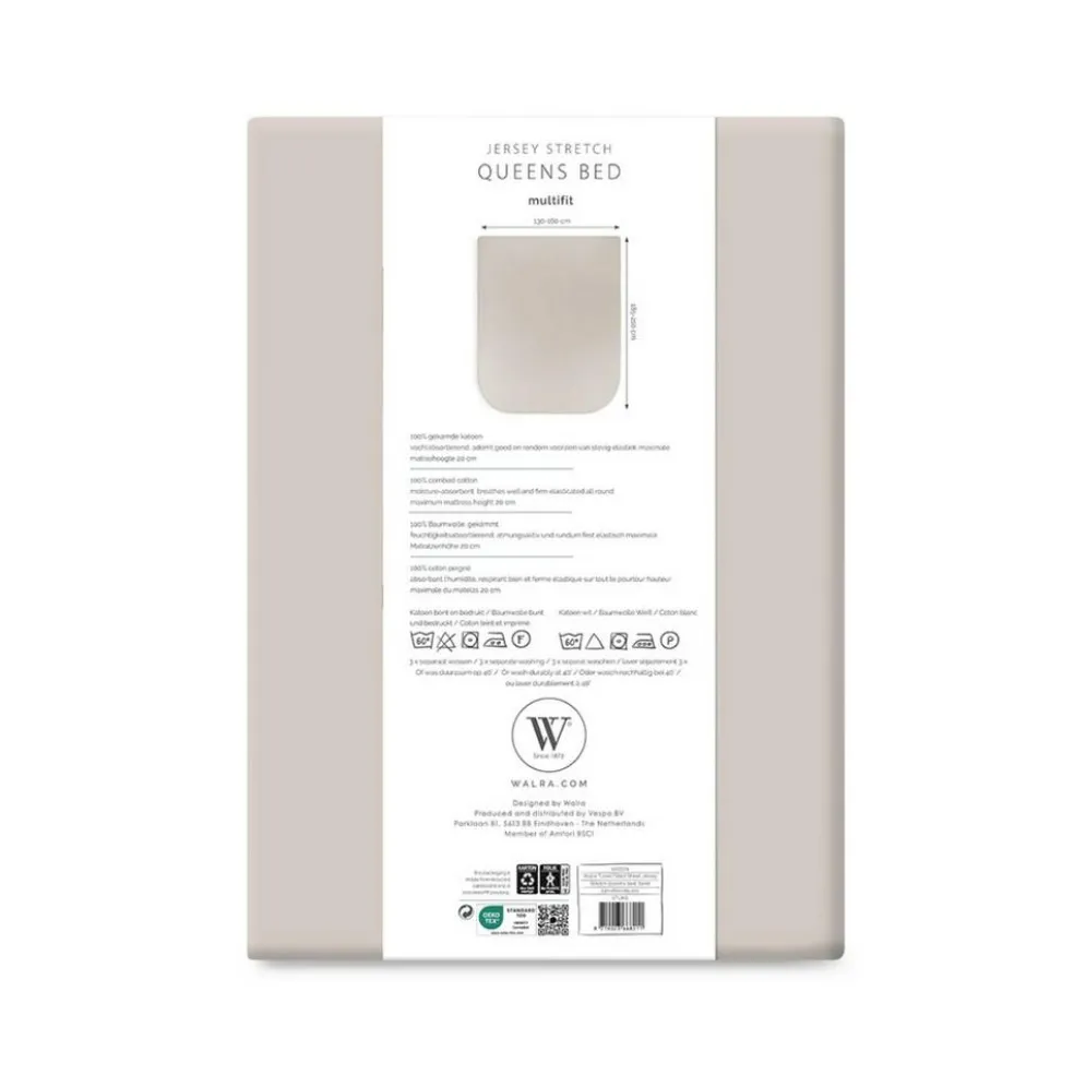 Walra Travel Jersey hoeslaken Queens bed zand