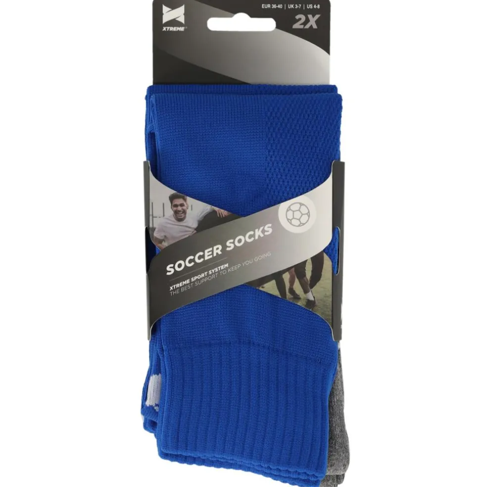 Xtreme Sockswear Pro Soccer voetbalsokken kobalt blue 2-pack